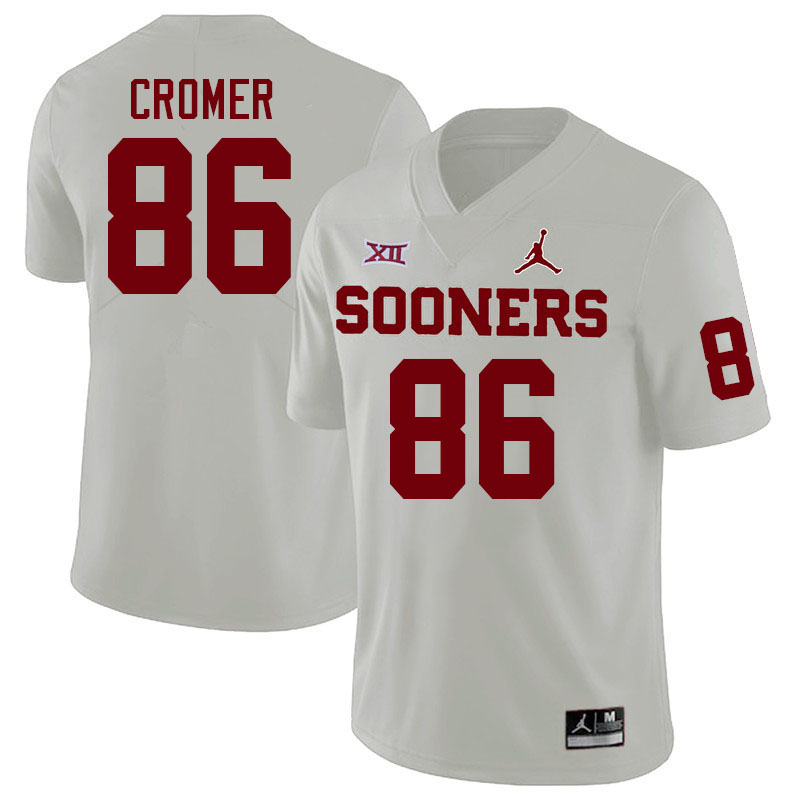 Men #86 Patrick Cromer Oklahoma Sooners College Football Jerseys Stitched Sale-White - Click Image to Close